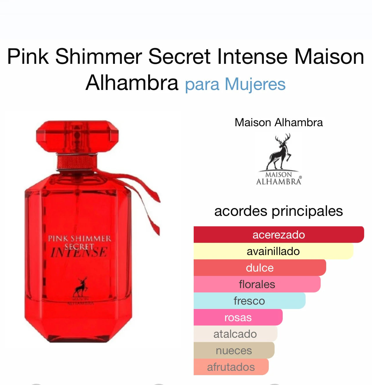 MAISON ALHAMBRA PINK SHIMMER SECRET INTENSE 100ML