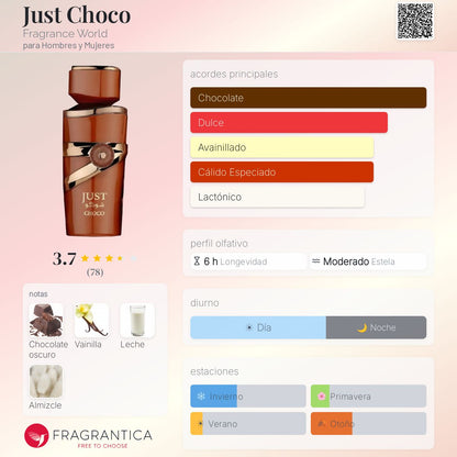 FRAGANCE WORLD JUST CHOCO EDP 100ML